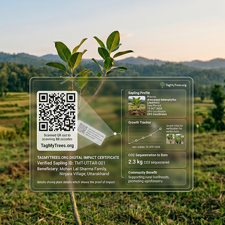 Tree tagging dashboard overlaying a plantation view